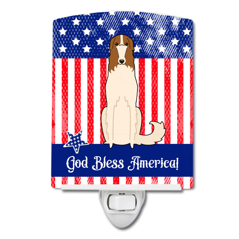 Éclairage de nuit en céramique patriotique usa carlin, Barzoï