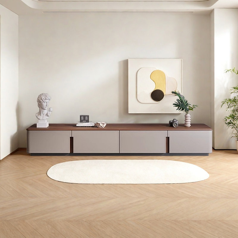 Meuble télé en bois de qualité supérieure, Brun / gris clair, 86.61"