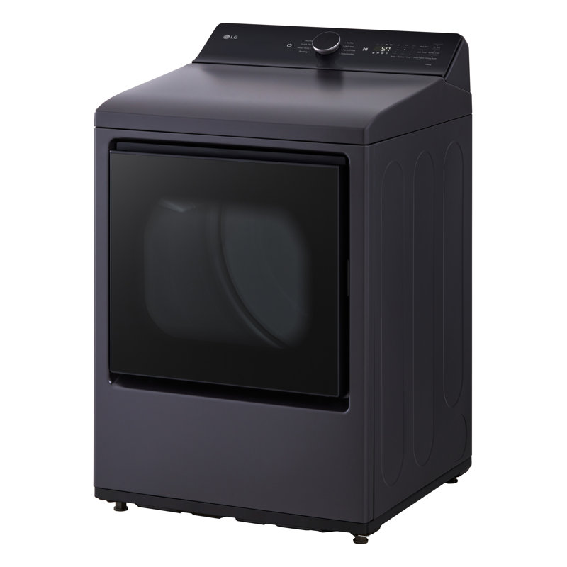 LG Ultra Large Capacity Rear Control Electric Dryer with EasyLoad, Door, AI Sensing and TurboSteam, 7.3 cu. ft., Matte Black