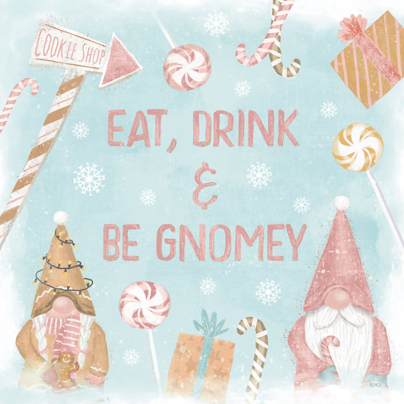 Otisfield Gnome Sweet Gnome VI rosé, H 12 po x l 12 po, Non, Papier avec cadre blanc