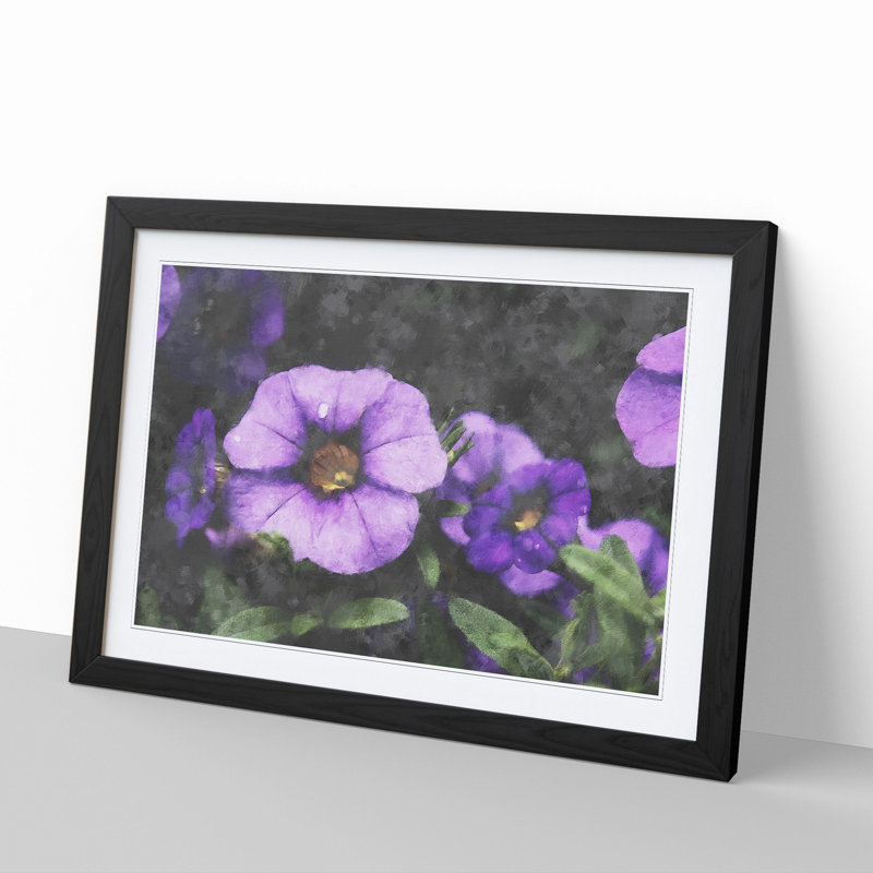 Purple Flowers - Framed Print, 27cm H x 36cm W x 2cm D, Black Framed