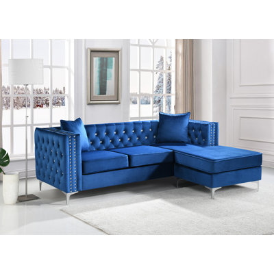 Ettinger Velvet L-Shaped Sectional Reversible