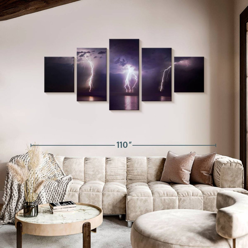 Lightning Strikes Above The Ocean, 42" H x 92" W