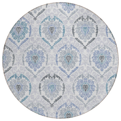 Shamica Washable Damask Indoor / Outdoor Rug