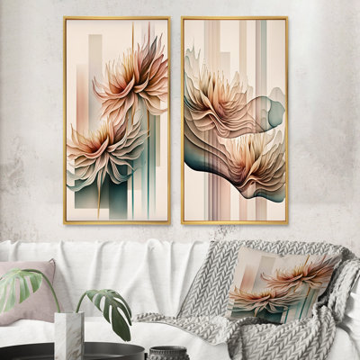 "Fleurs de dahlia hyperréalistes", 2 pièces sur toile