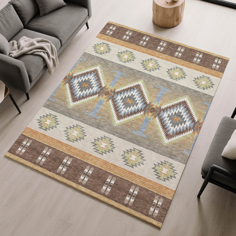 Tapis de lodge Villers AMF2541 de qualité supérieure, lavable à la machine, Chocolat, 10 pi x 14 pi