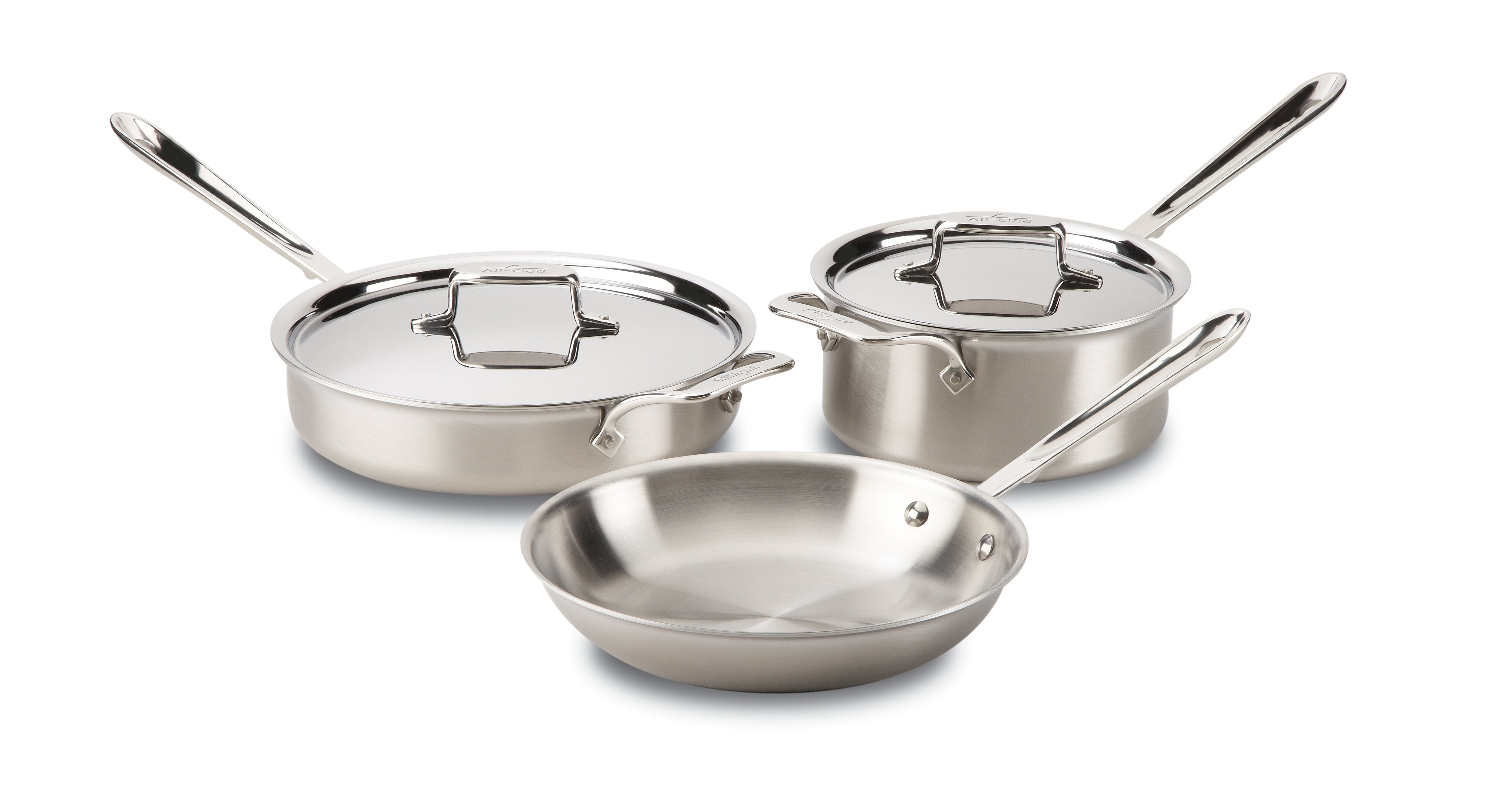 All-Clad D5 Stainless® Brushed Stainless Steel 5 Piece Cookware Set &  Reviews