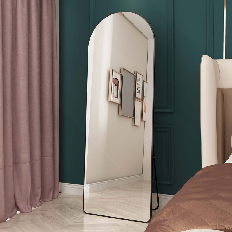 The 4St Generation Floor Mounted Full Length Aluminum Alloy Frame Mirrors, Black