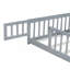 Lit plateforme peu encombrant pour chambres compactes, grand lit en bois d'hévéa de ton gris avec clôture de sécurité et porte