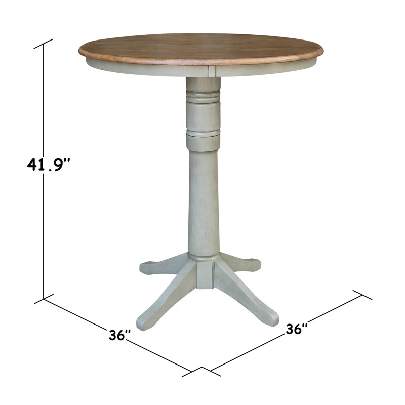 Table de salle à manger Craighead, H 41,9 po x L 36 po x l 36 po, Hickory / pierre