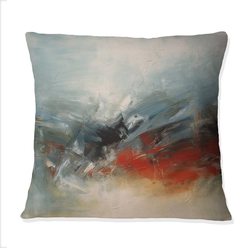 Coussin décoratif imprimé d'une peinture abstraite en bleu et rouge