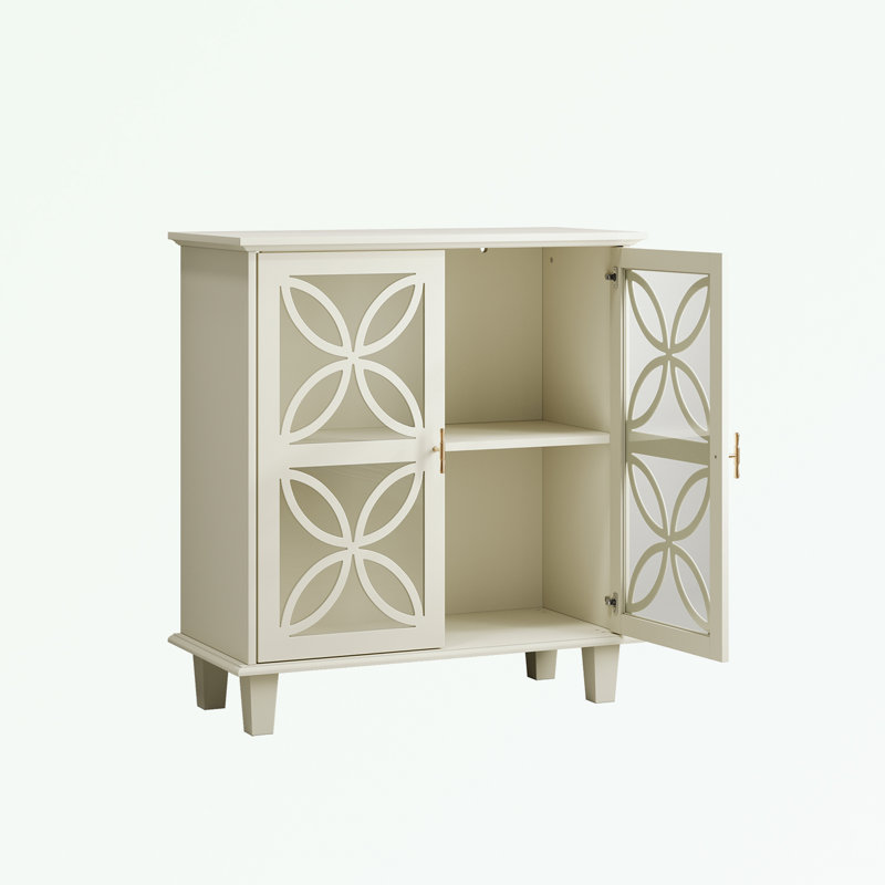 Armoire décorative avec 2 portes en verre et tablettes réglables