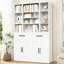 Bibliothèque en métal de 71 pouces de hauteur avec tiroirs, tablettes réglables et portes d'armoire pour l'organisation de la chambre à coucher