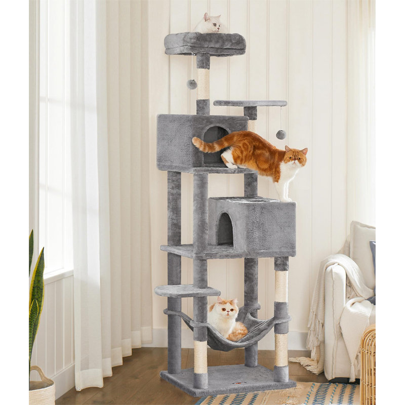 Arbre à chat 61 po H, H 73,7 po x l 24,1 po x P 19,8 po, Gris