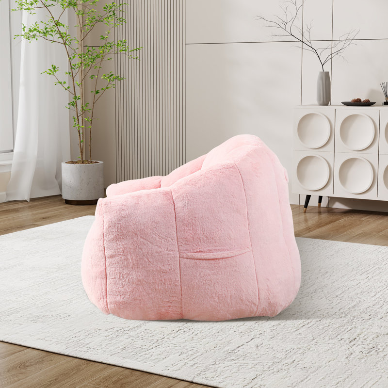 Bean Bag Chair,Tufted Lazy Sofa Comfy Chairs, Fausse fourrure rose