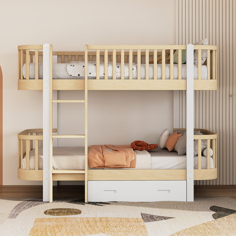 Lit superposé simple au-dessus de simple avec tiroirs Jasminko Kids, Jaune
