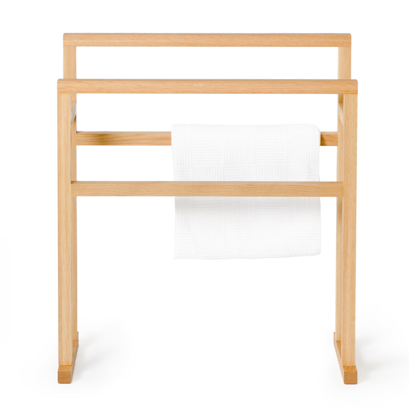 Belinda Wood 4 Freestanding Towel Stand, Natural Oak