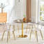 Ensemble de salle à manger 5 pièces Light Luxury avec table ronde en verre brun et 4 chaises en polyuréthane-130147598