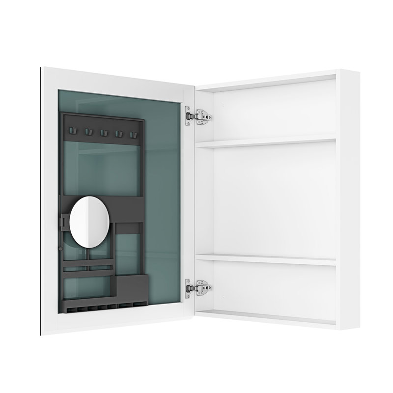 Armoire à miroir blanche pour salle de bain - 24 po x 30 po, fixation murale, pratique de rasage incluse, blanc, 24"