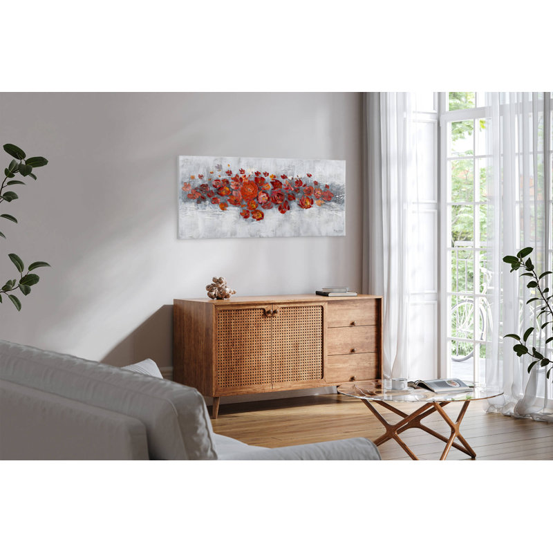 Hand-Painted Canvas Print Pearls And Roses