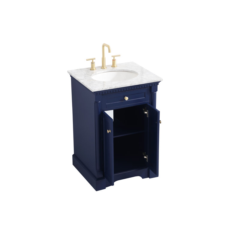 24'' Single Bathroom Vanity with Marble Top, Blue