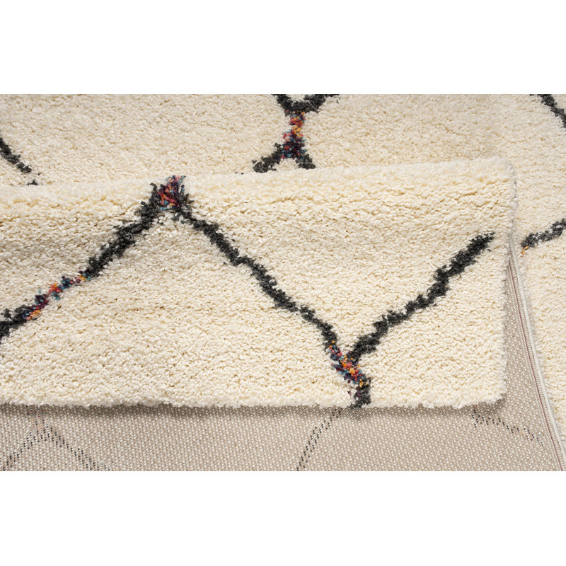 Tapis abstrait ivoire Rainbow Shag, Rectangle 5 pi x 7 pi
