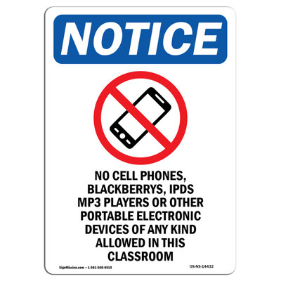 No Cell Phones Blackberrys Sign with Symbol