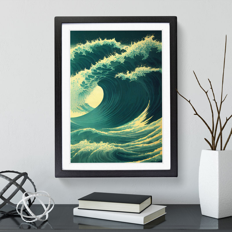 XV1022-3068X Ocean Wave No.4 - Single Picture Frame Print, Black, 64cm H x 46cm W