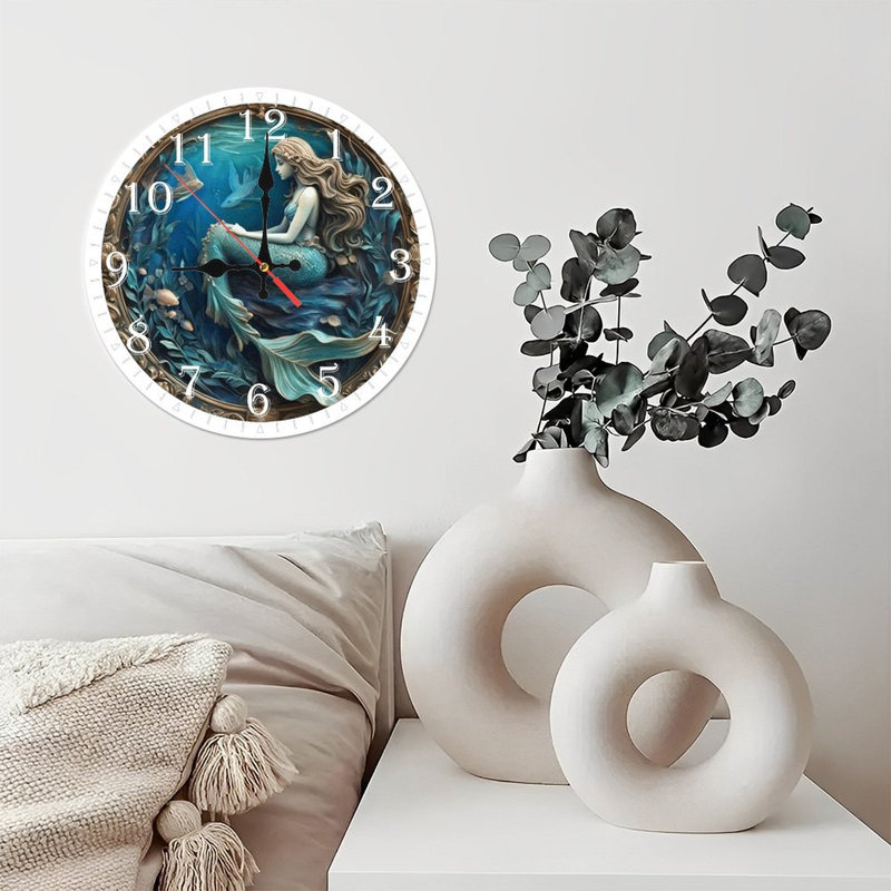 Horloge murale en bois 10 po, mouvement silencieux, à piles (piles AA non incluses), décor artistique, parfait pour les décorations
