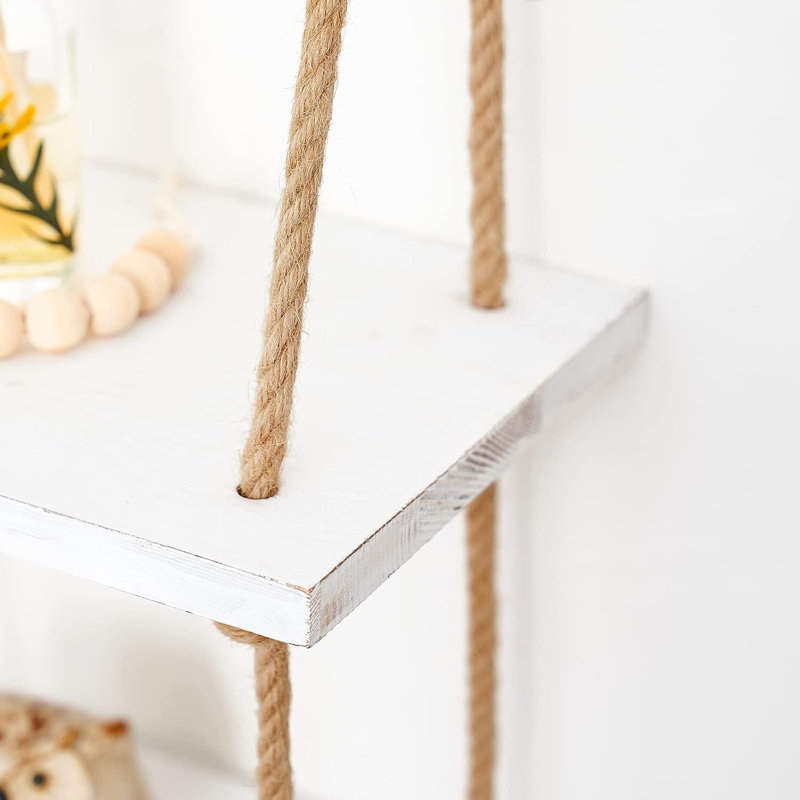 White Wood Wall Mounted Floating Shelf
