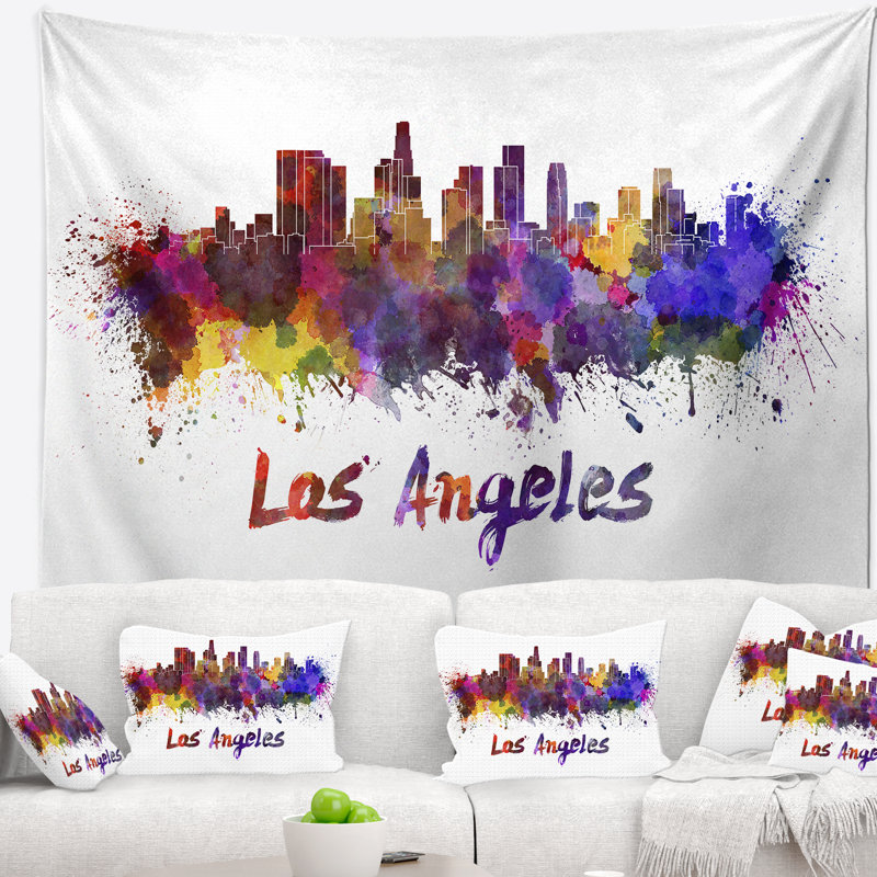 Los angeles skyline tapisserie Cityscape, H 32 po x l 39 po