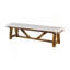 Banc rembourré en tissu rustique avec base en tréteaux