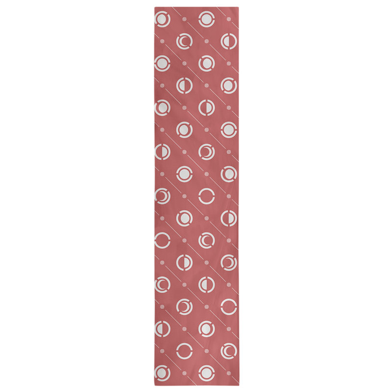 Classic Moon Phases Table Runner, 16" x 72", Red/White