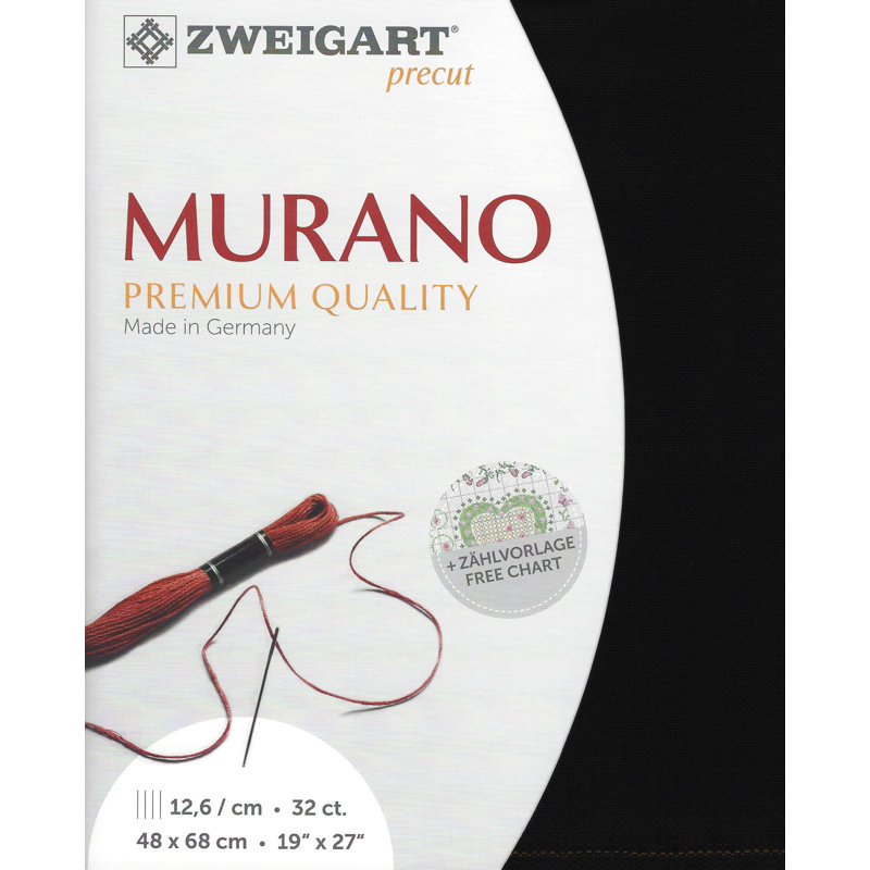 Prédécoupé Zweigart Murano 32 points noir 3984/720, Noir