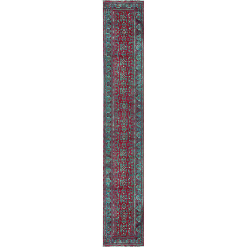 Wool Oriental Area Rug in Red/Light Green