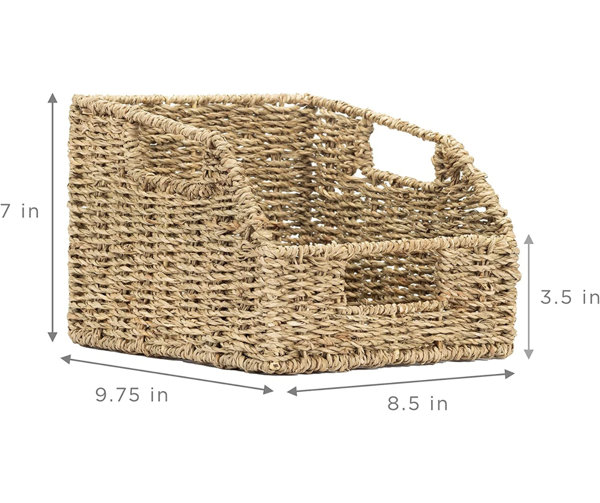 Sorbus Set of 3 Wicker Cube Baskets with Handles Neutral