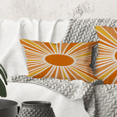 Coussin décoratif rectangulaire à motif minimaliste, orange vif et brillant