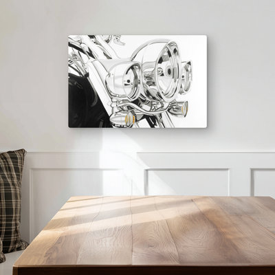 Motorcycle Light | Industrial Metal Print for Bedroom Decor