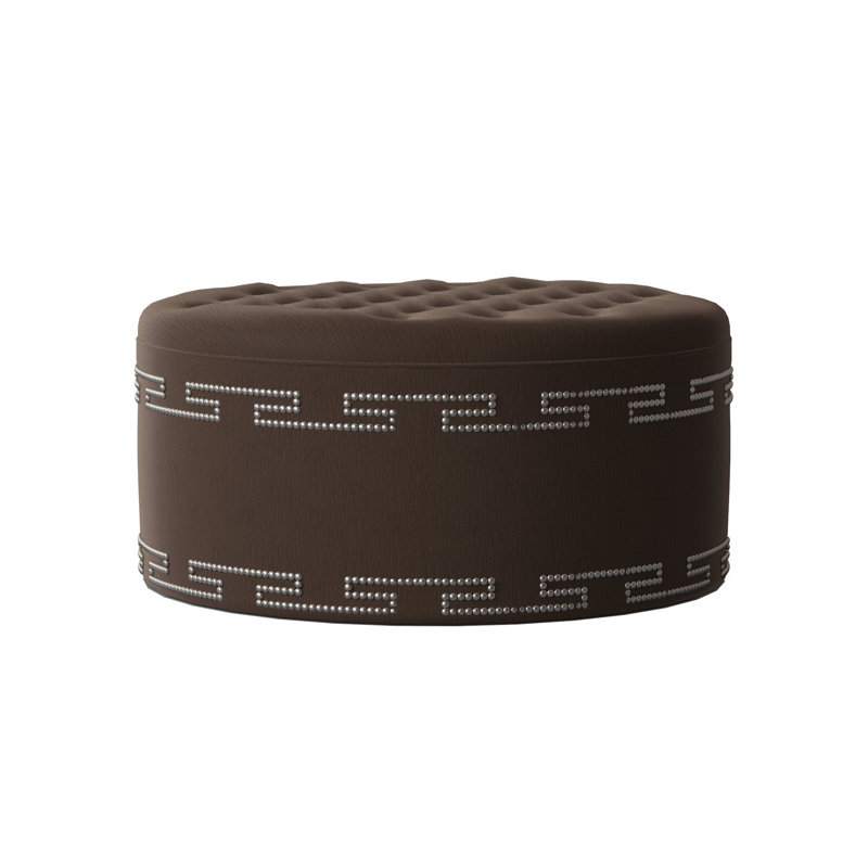 Elle Upholstered Ottoman, Encore Espresso, Old Gold