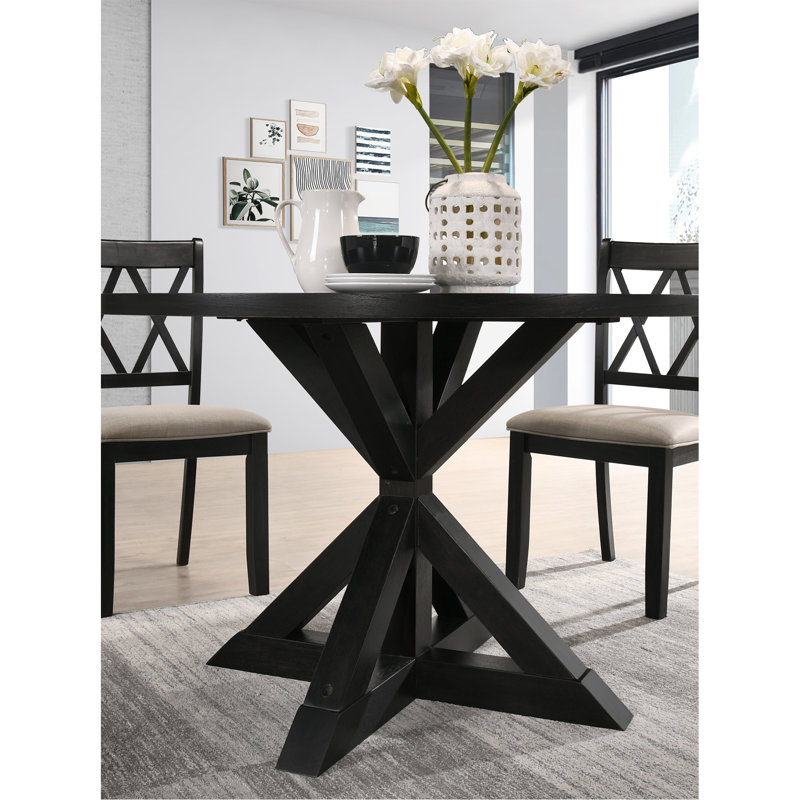 Table de salle à manger Cross-Buck, H 31,5 po x L 47,25 po x l 47,25 po, Noir
