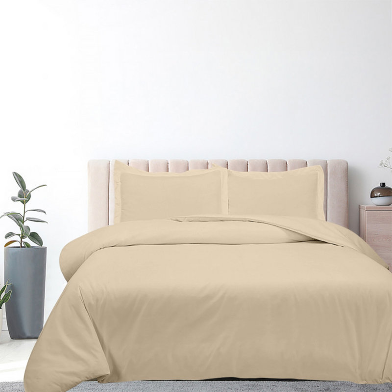 Ensemble de housse de couette en microfibre , Housse de couette grand et 2 taies d'oreiller stan, Ivoire