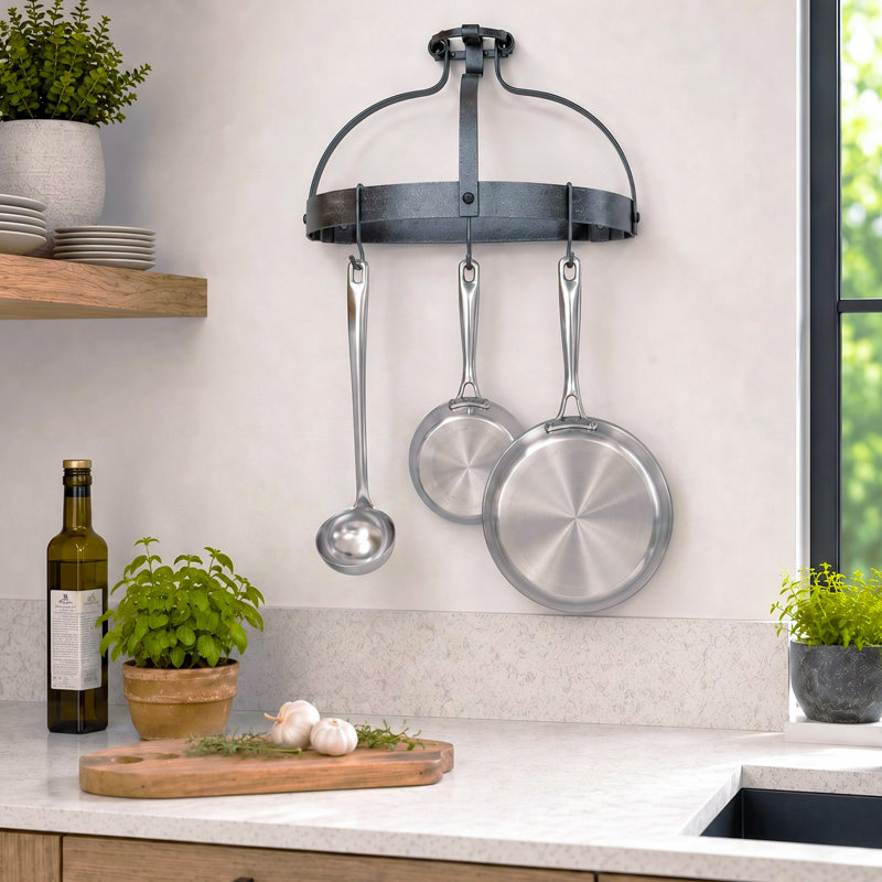 Handcrafted Crown Wall Rack with 12 Hooks, Hammered Steel