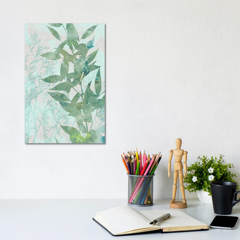 Watercolour Leaf Panel II 1 Piece Wrapped Canvas Panoramic Wall Art, 20.32 cm H x 30.48 cm W