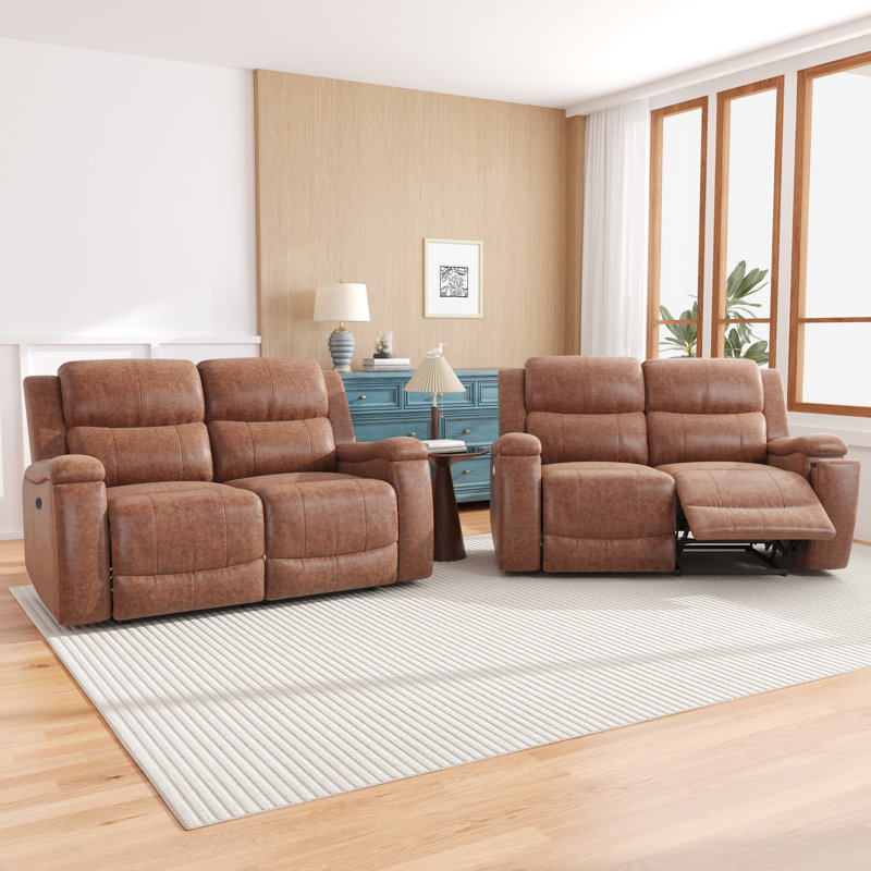 Canapé inclinable électrique en cuir Menges, H 41 po x l 61 po x P 37 po, 2