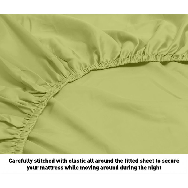 Ensemble de draps en coton de qualité égyptienne 600 fils Oxford, Sauge, Ensemble de draps pour lit simple TG + un drap-hou