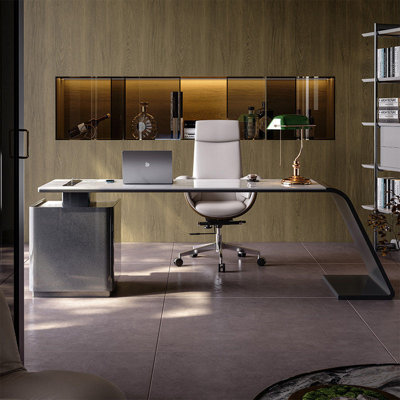 70.87"Luxury-modern granite slab office desk