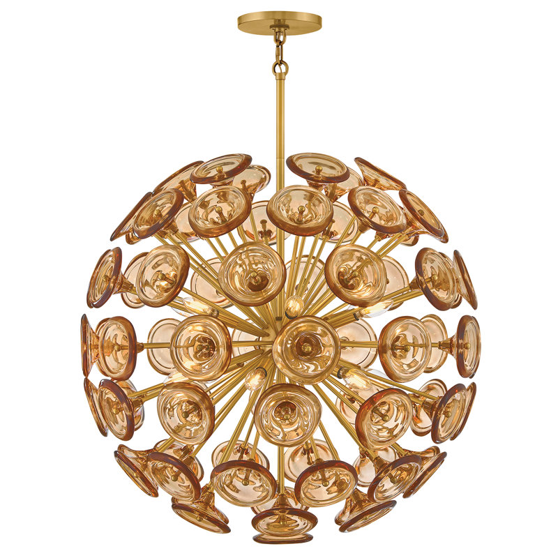 Maya Chandelier, 12 Lights, Amber, 80.75" H x 30" W x 30" D