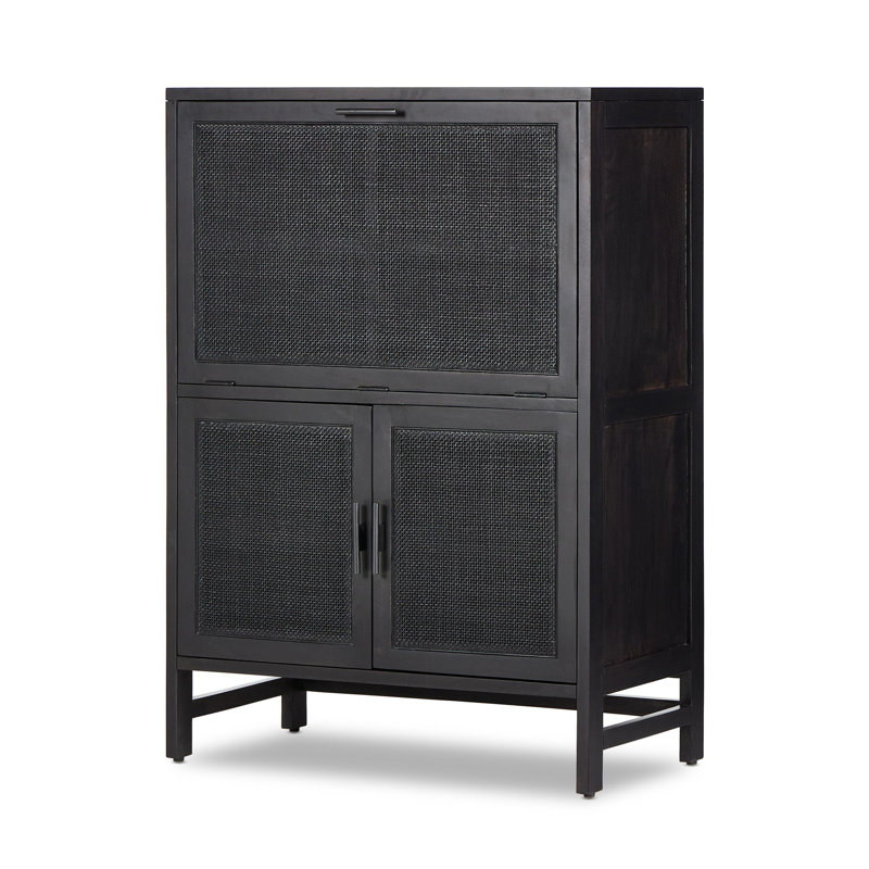 Caprice Bar Cabinet-Natural Cane, Black