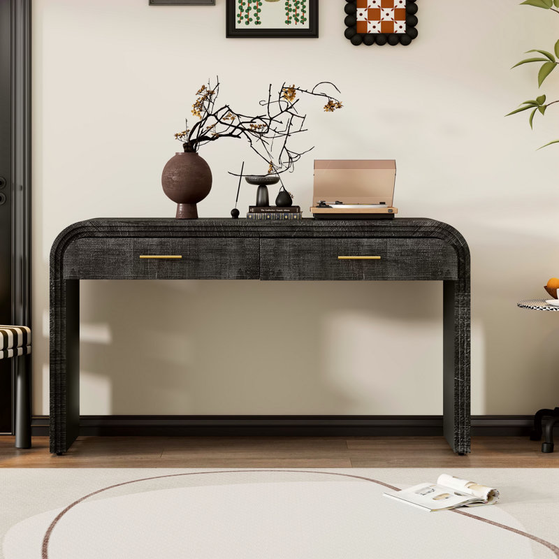 Console à silhouette rétro unique avec style ouvert, Noir antique