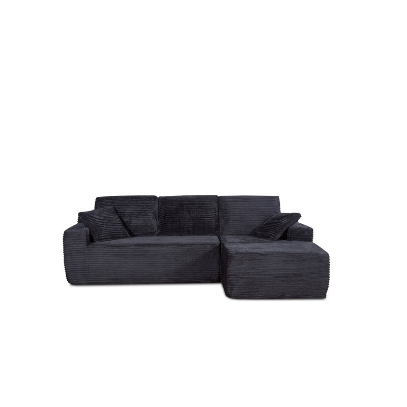 Canapé en L 104 po, Black Corduroy